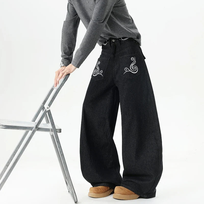Retro Western Embroidered Baggy Barrel Jeans — in alternativa