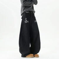 Retro Western Embroidered Baggy Barrel Jeans — vista posteriore