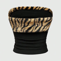 Rhinestone "Burning Love" Animal Print Crop Top — vista completa