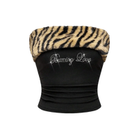 Rhinestone "Burning Love" Animal Print Crop Top — vista frontale