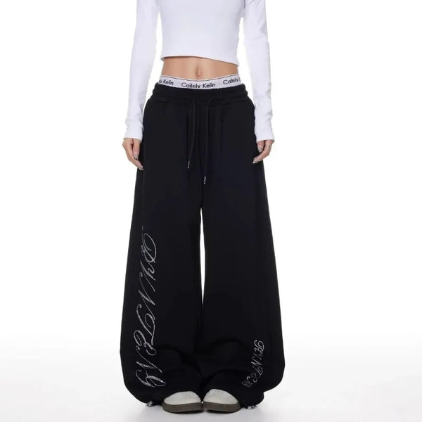 Y2K Rhinestone Graphic Sweatpants Joggers Trousers