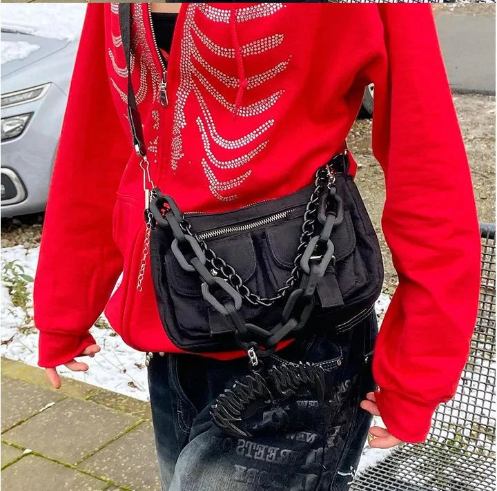 Rhinestone Skeleton Hoodie — vista frontale