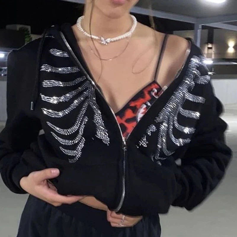 Rhinestone Skeleton Hoodie — dettaglio