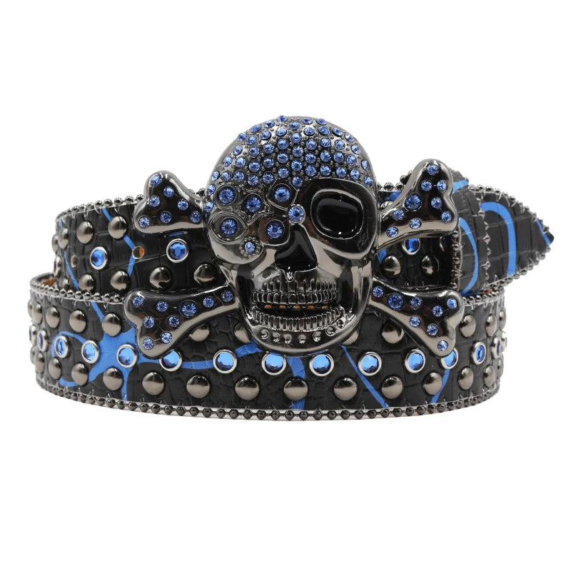 Rhinestone Skull Studded Buckle Belt — in alternativa