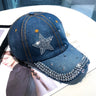 Y2K Rhinestone Star Graphic Denim Baseball Cap