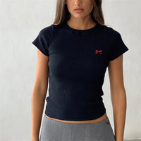 Ribbon Bow Plain Baby Tee — vista frontale