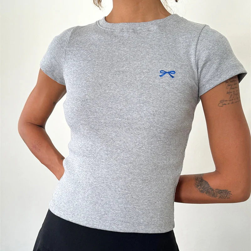 Ribbon Bow Plain Baby Tee — dettaglio