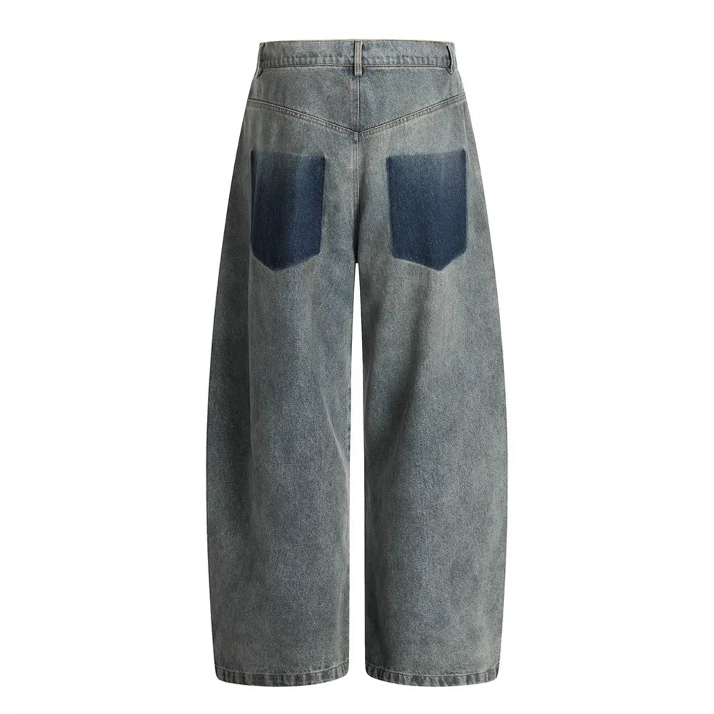 Ripped Distressed Baggy Denim Curved Barrel Jeans — dettaglio