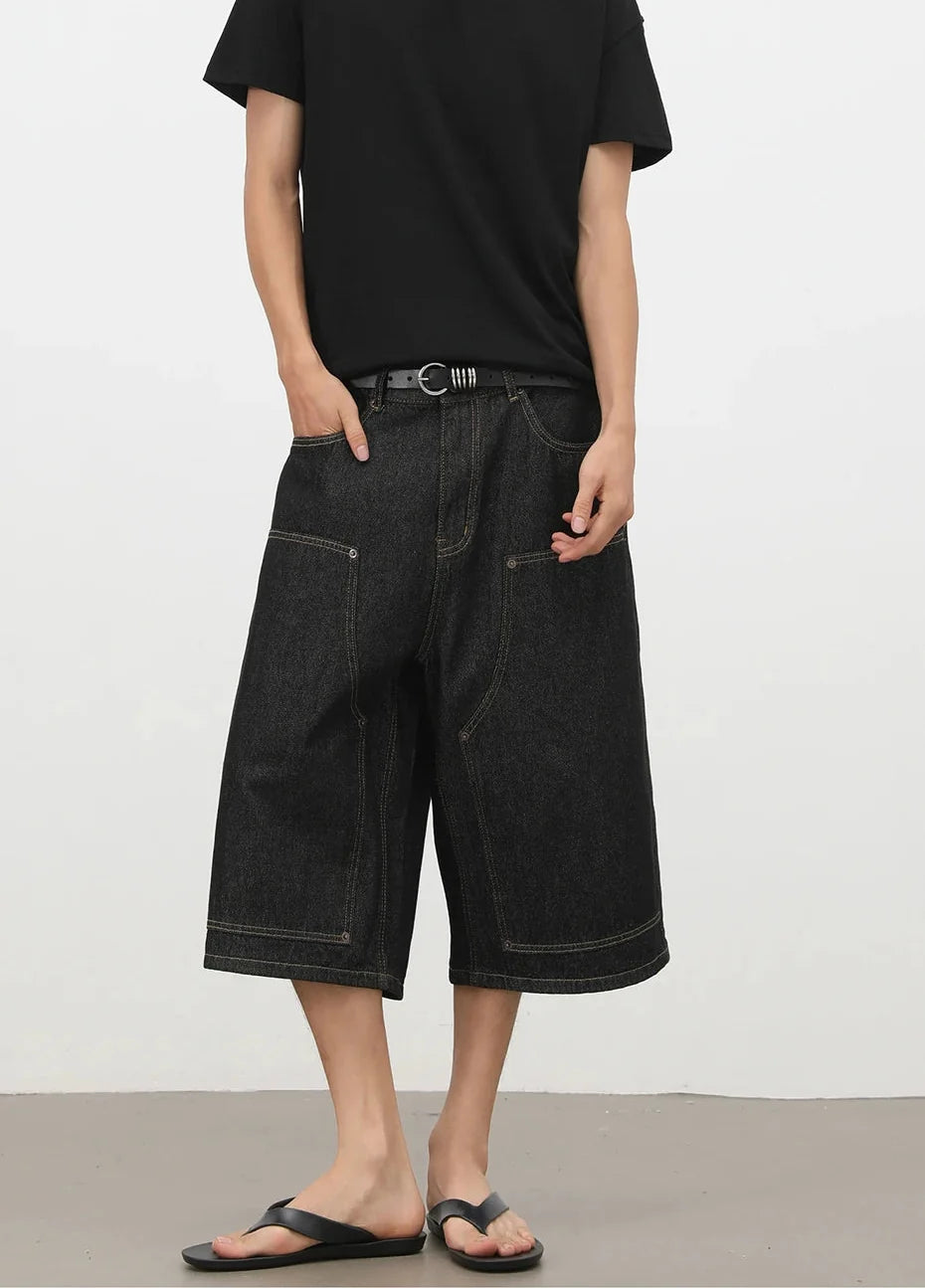 Rivet Carpenter Denim Shorts Jorts — dettaglio del tessuto