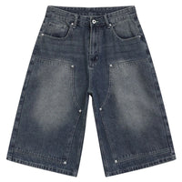 Rivet Carpenter Denim Shorts Jorts — vista frontale