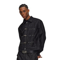 Rivet Clasp Raw Denim Jacket — dettaglio