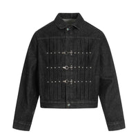 Rivet Clasp Raw Denim Jacket — vista frontale