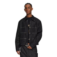 Rivet Clasp Raw Denim Jacket — vista posteriore