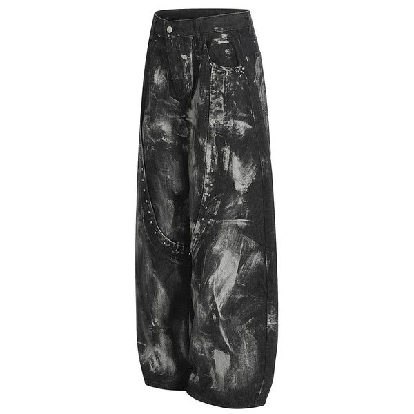 Y2K Rivet Patchwork Painter Baggy Jeans