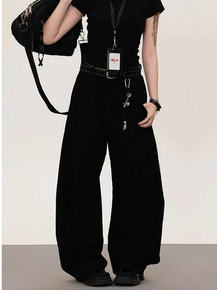 Rose Floral Embroidered Black Baggy Jeans — dettaglio della stampa