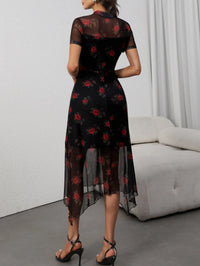Rose Thorn Print Mini Dress — vista laterale