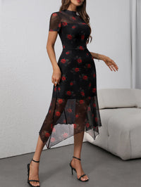Rose Thorn Print Mini Dress — vista frontale