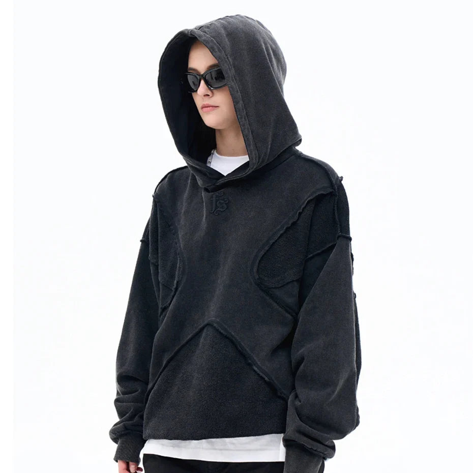 Rough Cut Segmented Hoodie — vista laterale