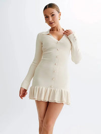 Ruffled Bow Knit Mini Dress — vista posteriore