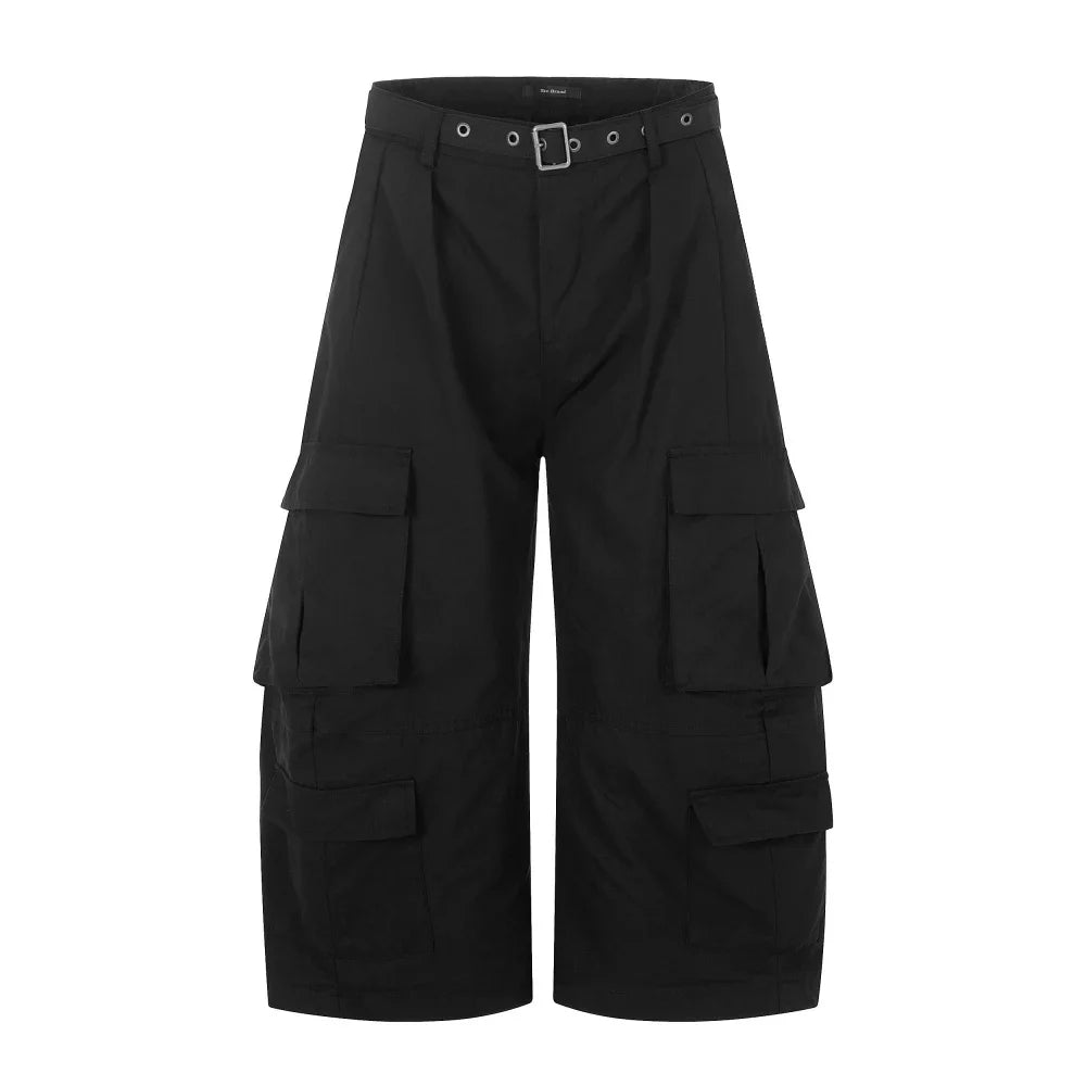 Safari Style Barrel Baggy Cargo Shorts Jorts — vista frontale