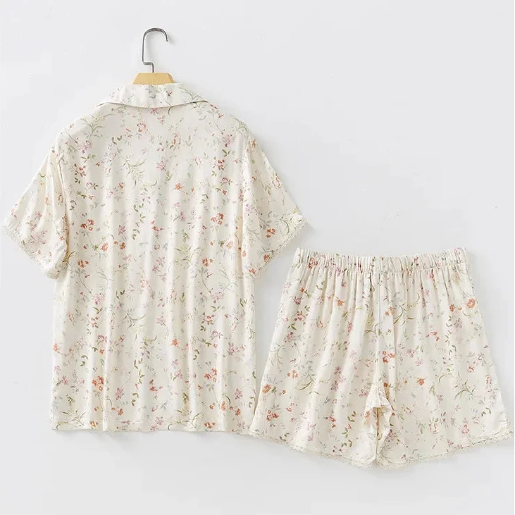 Satin Willow Print Two Piece Pyjamas — vista posteriore