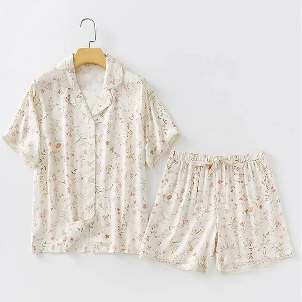 Satin Willow Print Two Piece Pyjamas — vista frontale