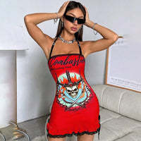 Scorching Time Print Lace Up Pleated Mini Dress — in alternativa