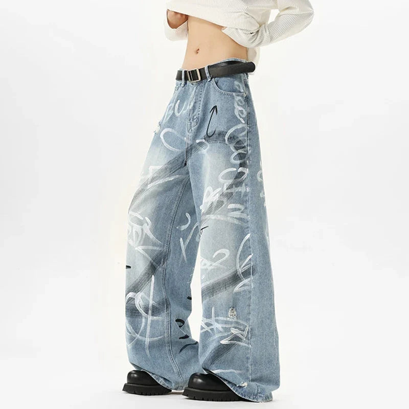 Scribble Graffiti Graphic Jeans — dettaglio della stampa