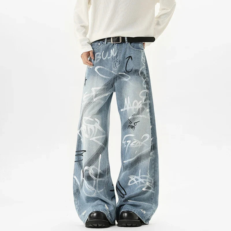 Scribble Graffiti Graphic Jeans — vista frontale