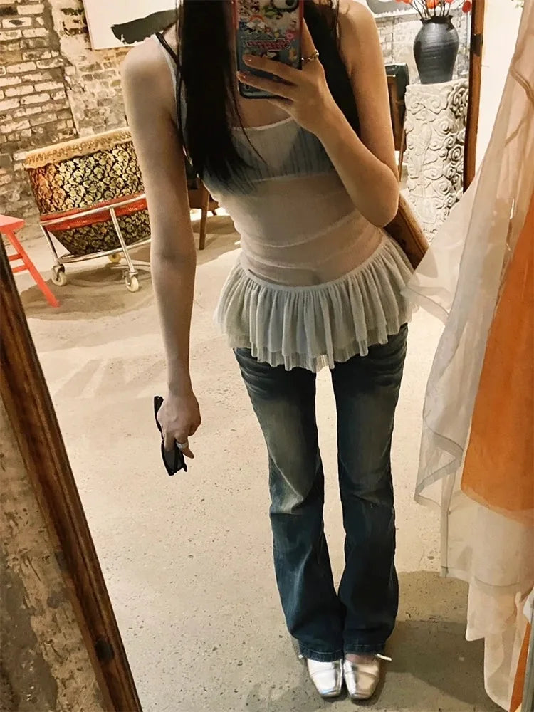 See Through Mesh Tank Top — vista laterale