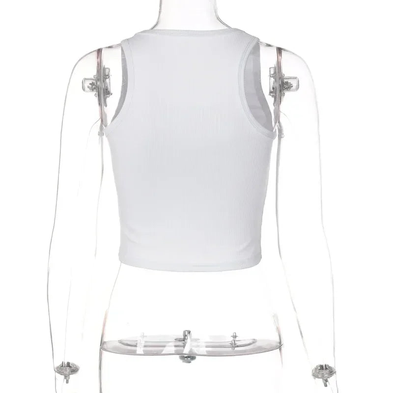 Send Nudes Rhinestone Graphic Crop Tank Top — vista laterale