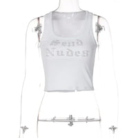 Send Nudes Rhinestone Graphic Crop Tank Top — in alternativa