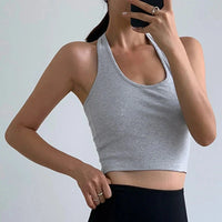 Sexy Backless Cropped Halter Top — dettaglio