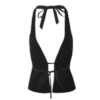Sexy Black Camisole Halter Top — vista laterale