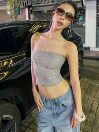 Sexy Shiny Sequin Bandeau Tube Top — dettaglio della stampa