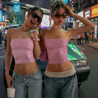 Sexy Shiny Sequin Bandeau Tube Top — vista laterale