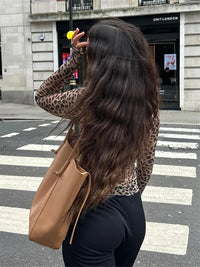 Sheer Mesh Leopard Print Graphic Long Sleeve Top — dettaglio