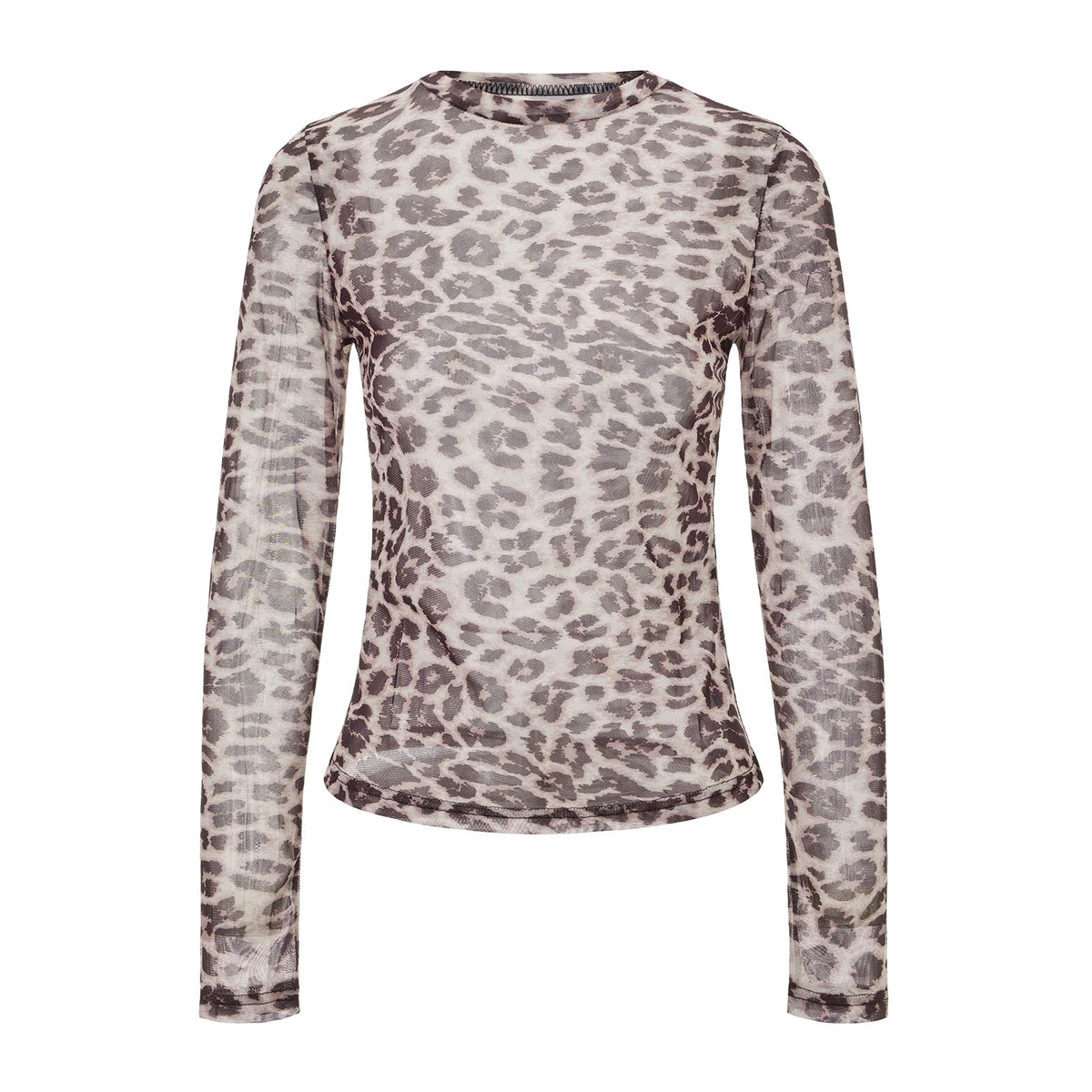 Sheer Mesh Leopard Print Graphic Long Sleeve Top — dettaglio del tessuto