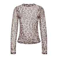 Sheer Mesh Leopard Print Graphic Long Sleeve Top — dettaglio del tessuto