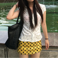 Sheer Polka Dot Aesthetic Button Up Blouse Shirt — vista posteriore