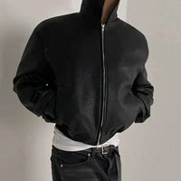 Short Essentials Zip Up Faux Leather Jacket — vista laterale