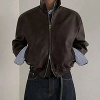 Short Essentials Zip Up Faux Leather Jacket — vista frontale