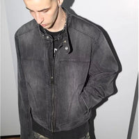 Short Motorcycle Denim Jacket — vista posteriore