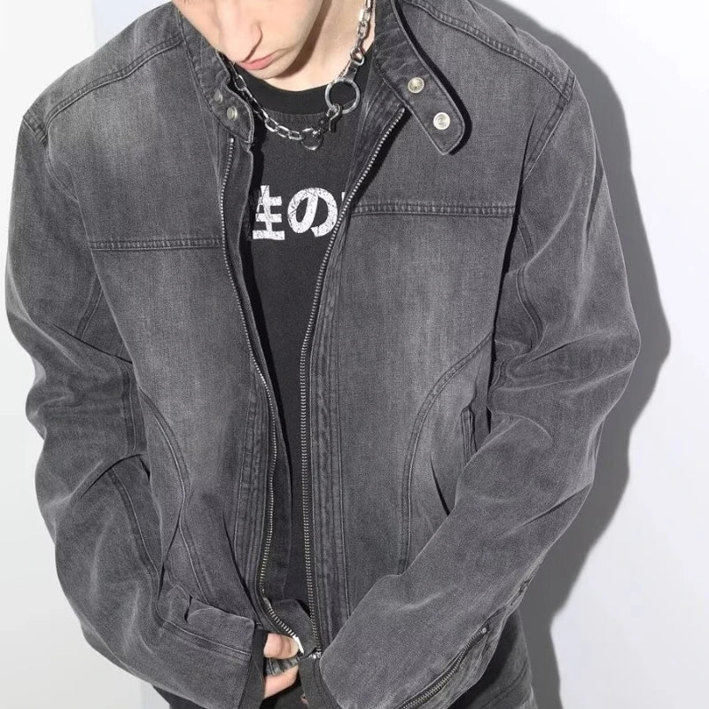 Short Motorcycle Denim Jacket — dettaglio della stampa