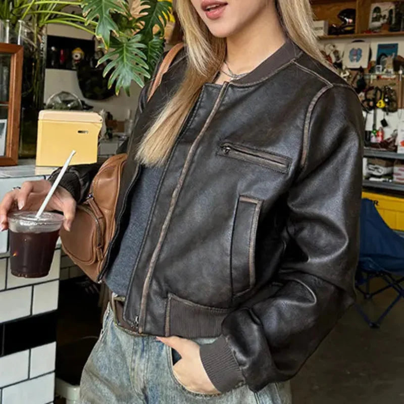 Short Motorcycle Leather Jacket — in alternativa