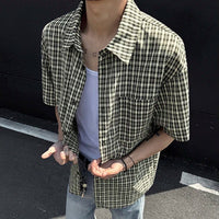 Short Sleeve Plaid Button Down Shirt — vista posteriore