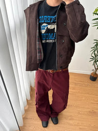 Short Soft Brown Faux Suede Leather Jacket — in alternativa