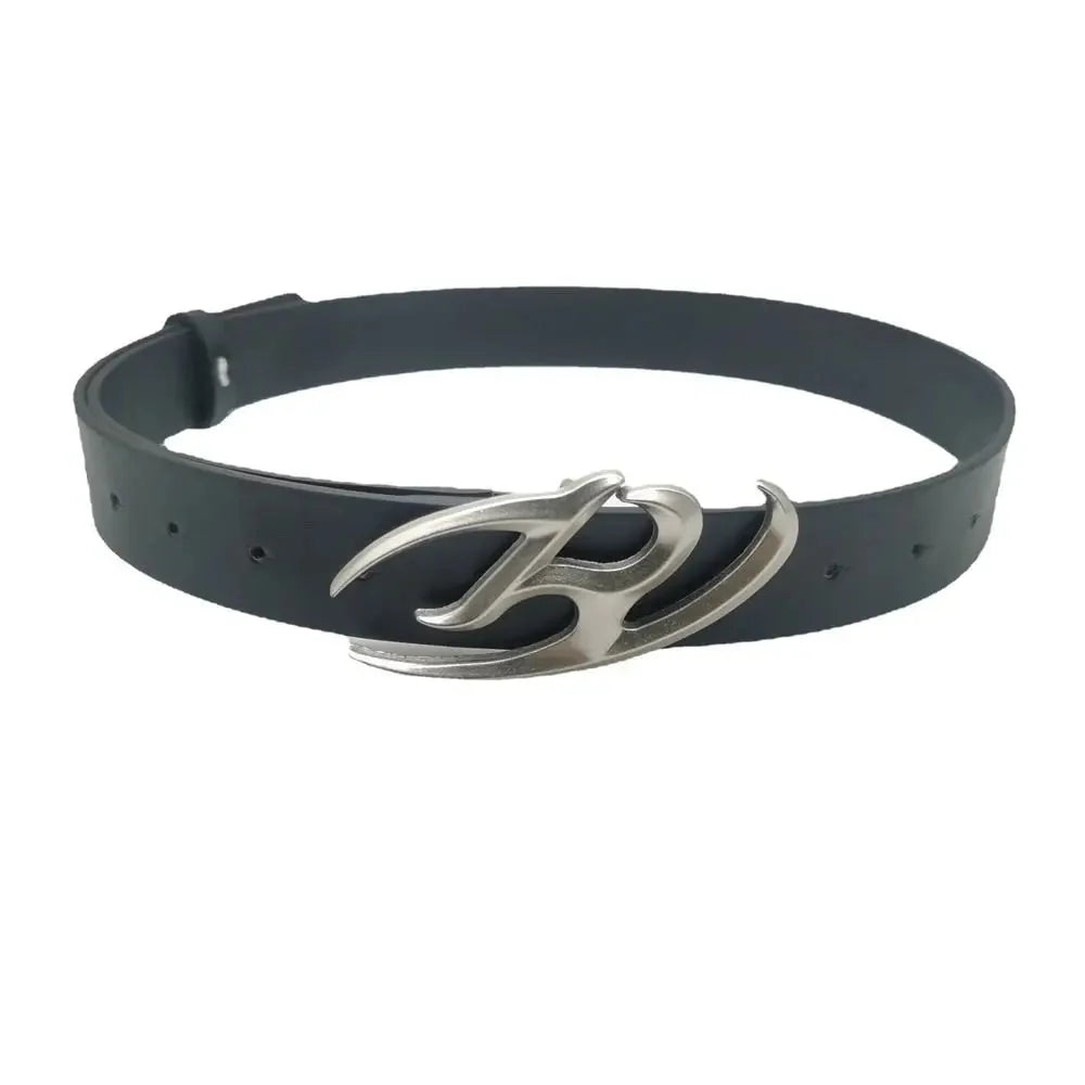 Signature R Buckle Leather Belt — vista posteriore