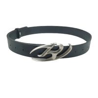 Signature R Buckle Leather Belt — vista posteriore