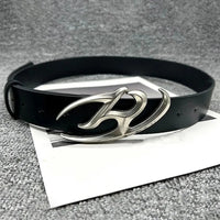 Signature R Buckle Leather Belt — dettaglio